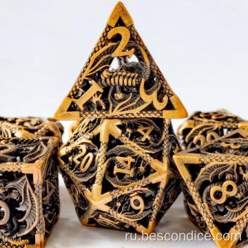 Выпущенные DND Металлические кубики с 3D Dragon, Hollow Metal Dice